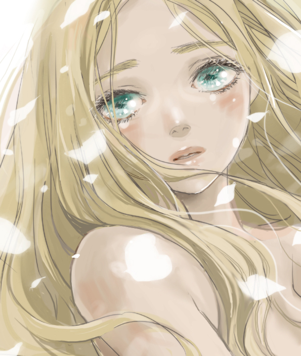 1girl, bare_shoulders, blonde_hair, celes_chere, close-up, face, final_fantasy, final_fantasy_vi