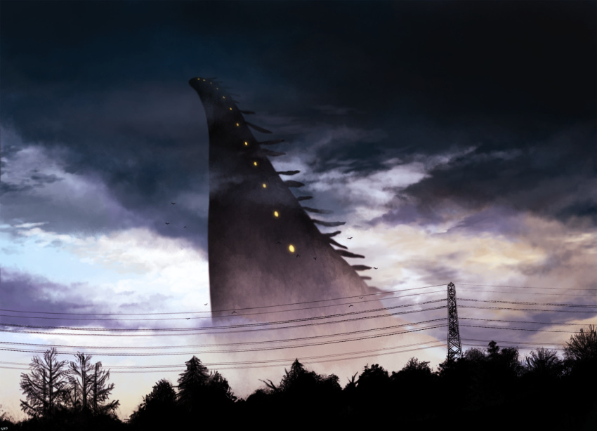 bird, clouds, cloudy_sky, no_humans, original, photorealistic, power_lines, scenery