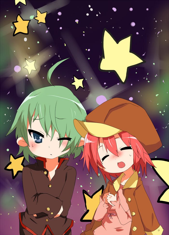 ahoge, araragi_koyomi, araragi_koyomi_(cosplay), ayase08, bakemonogatari, cabbie_hat, cosplay, green_hair