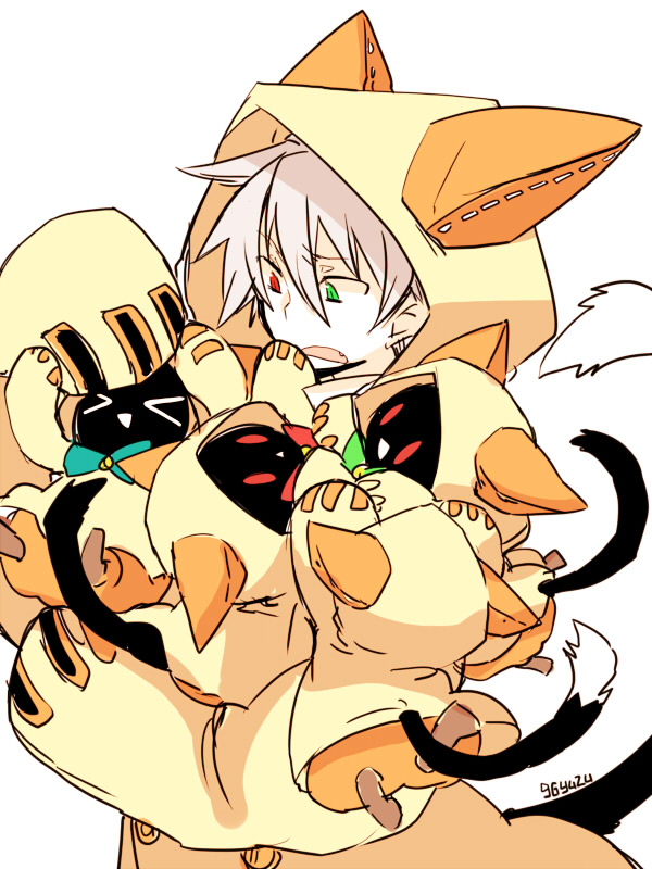 >_<, 1boy, 4girls, :d, blazblue, kaka_kittens, kuro_yuzu, multiple_girls
