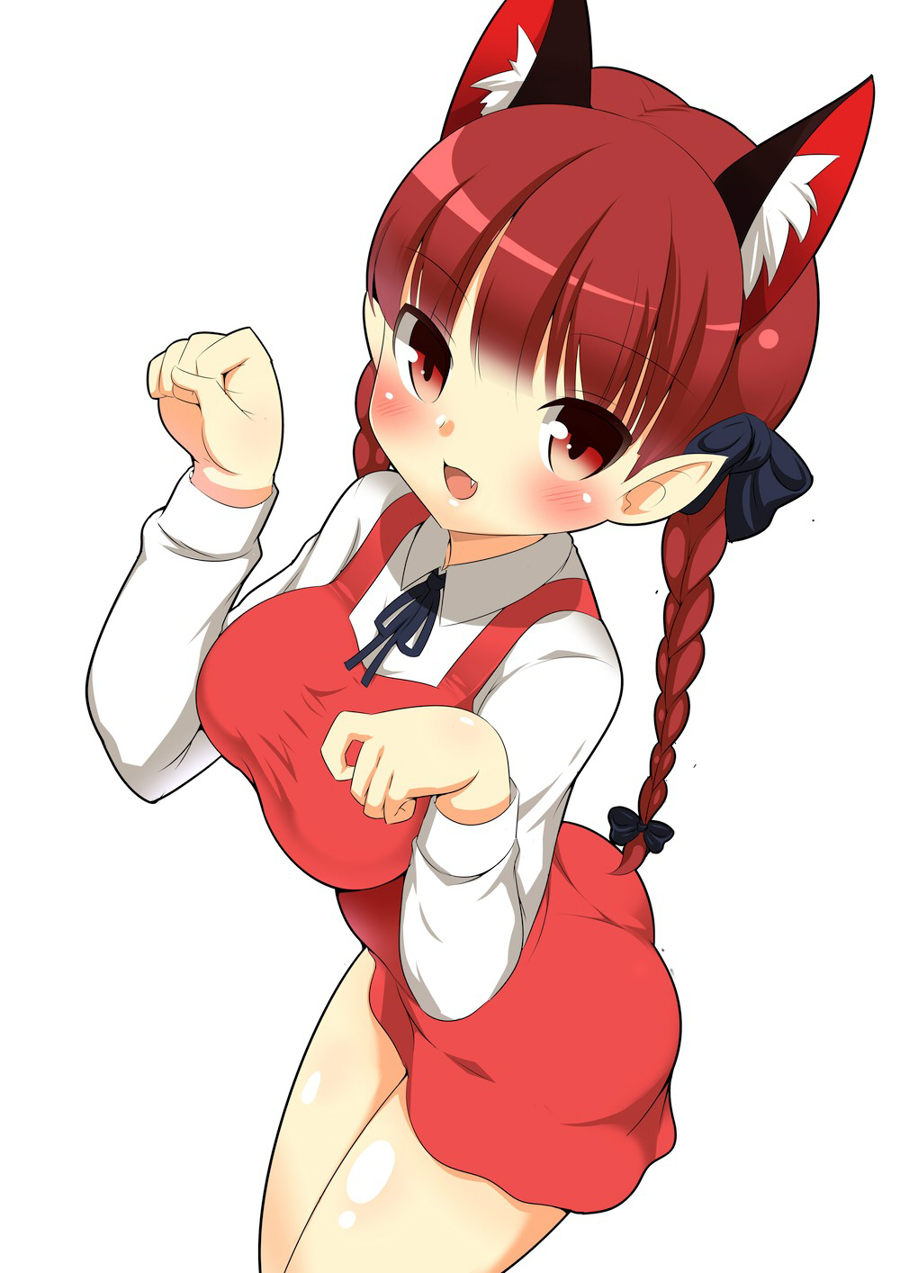 1girl, alternate_costume, animal_ears, breasts, cat_ears, extra_ears, highres, kaenbyou_rin