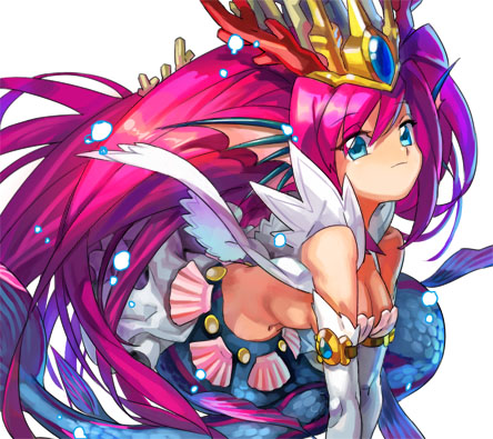 1girl, animal_ears, blue_eyes, breasts, cleavage, gradient_hair, leaning_forward, long_hair