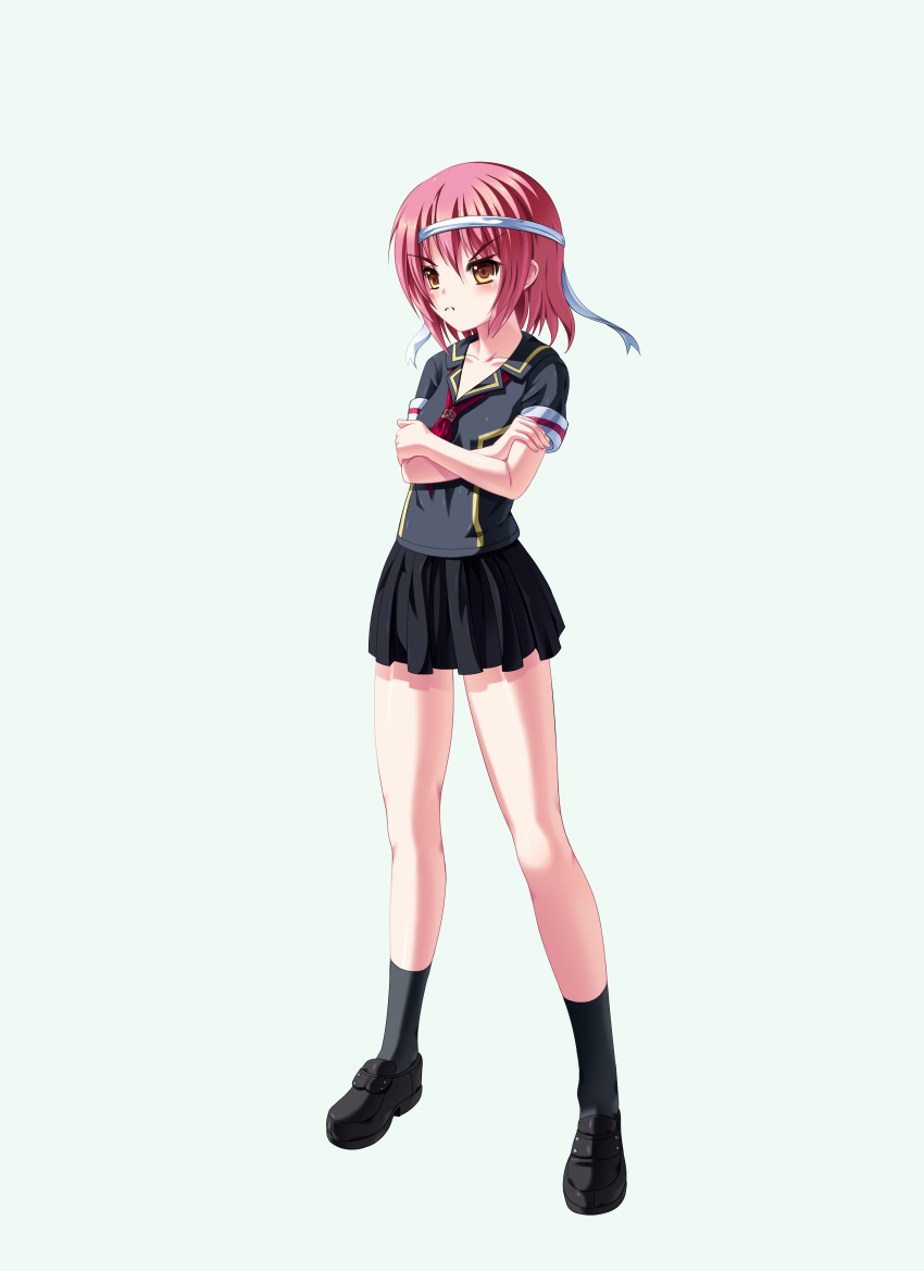1girl, absurdres, brown_eyes, highres, kouichi_eiji, original, pink_hair, school_uniform