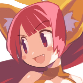 cat_ears, disgaea, fangs, lowres, nekomata_(disgaea), official_art, ponytail, red_eyes