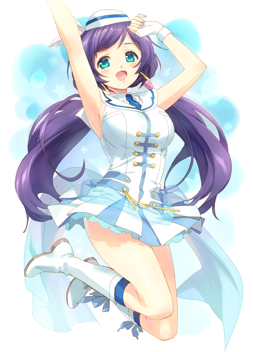1girl, breasts, fingerless_gloves, gloves, green_eyes, hair_ornament, hat, highres