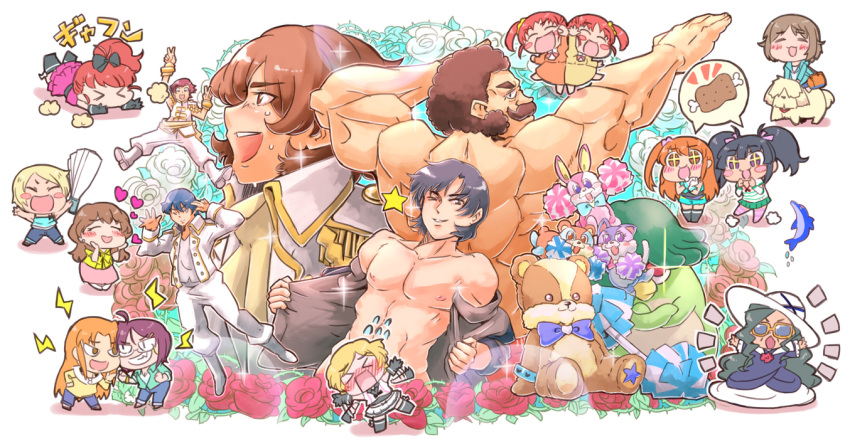 amamiya_rizumu, asechi_kyouko, bearchi_(pretty_rhythm), black_hair, blonde_hair, blush, brown_eyes, brown_hair