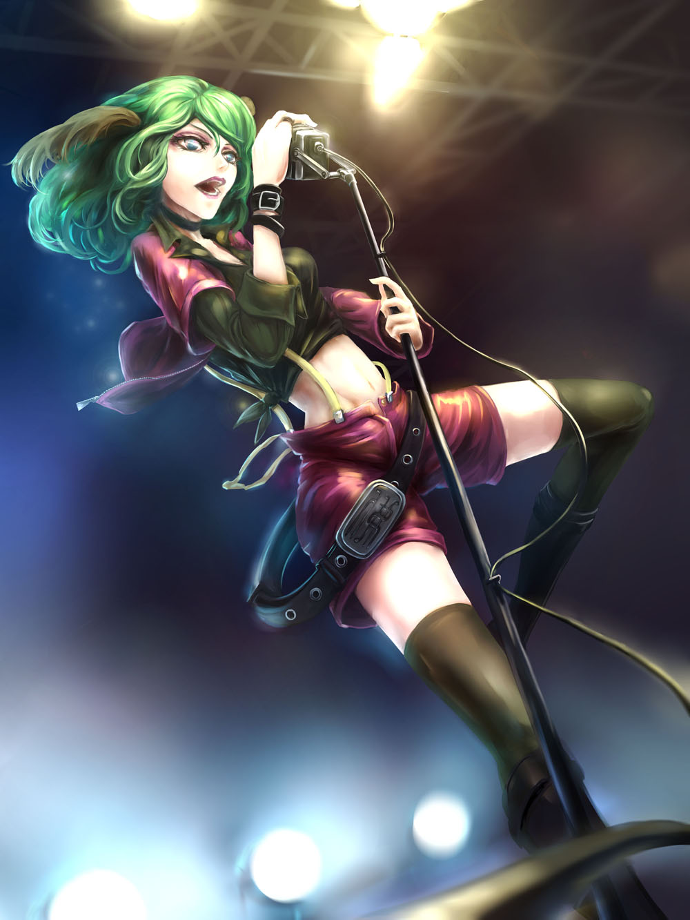 1girl, alternate_costume, animal_ears, grape-kun_ganbaranai, green_eyes, green_hair, highres, kasodani_kyouko