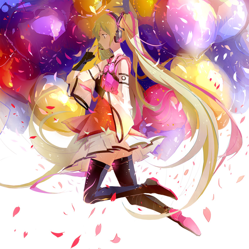 1girl, balloon, detached_sleeves, fingerless_gloves, gloves, green_eyes, green_hair, hatsune_miku