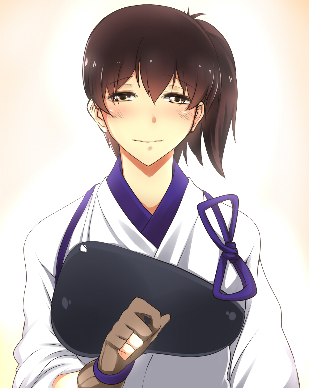 1girl, breasts, brown_eyes, brown_hair, bust, fingerless_gloves, gloves, highres