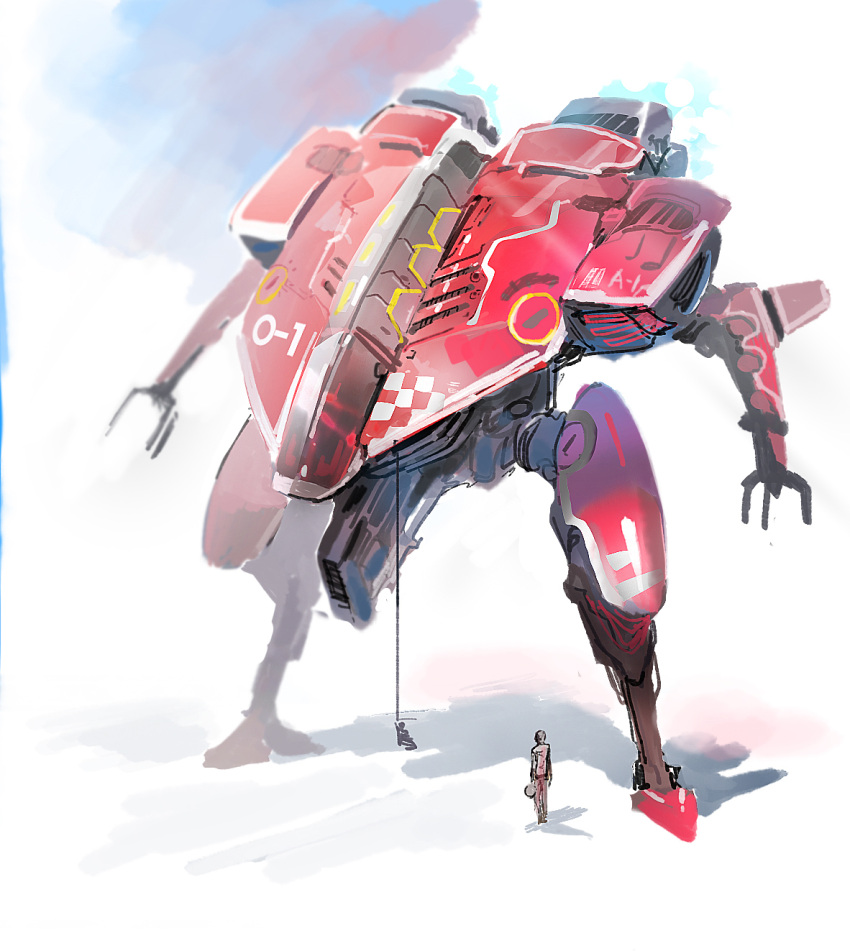 1boy, cable, checkered, highres, ladic, mecha, mechanical, original