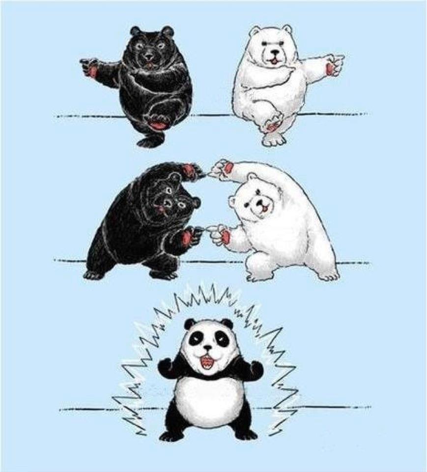 artist_request, black_bear, fusion_dance, jpeg_artifacts, panda, polar_bear, resizing_artifacts