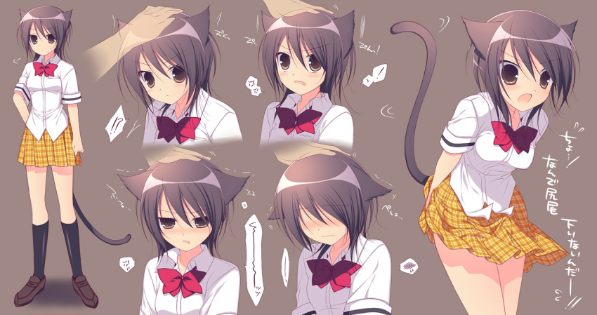 animal_ears, ayuzawa_misaki, blush, breasts, brown_hair, cat_ears, embarrassed, hands