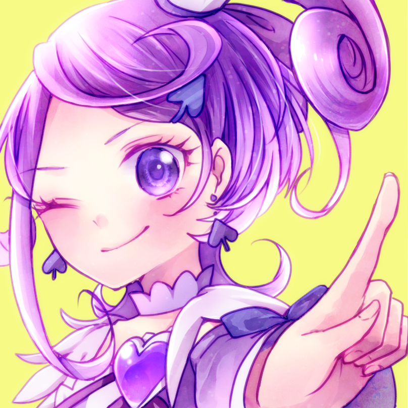 1girl, ;), arm_warmers, choker, cure_sword, dokidoki!_precure, earrings, hair_ornament