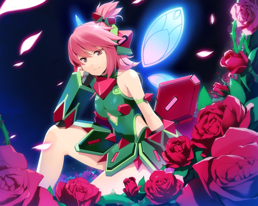 armband, bracer, cosmic_break, fairy, fairy_wings, hair_ornament, official_art, pink_eyes