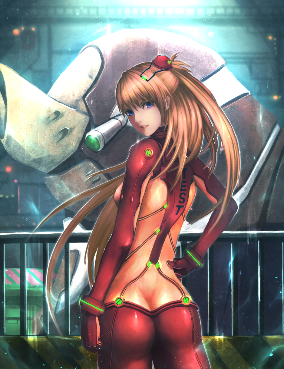 1girl, ass, blonde_hair, blue_eyes, breasts, butt_crack, hair_ornament, highres