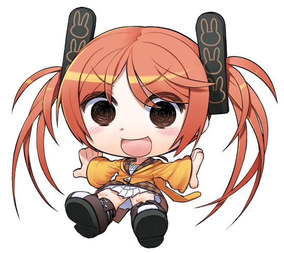 1girl, :d, abua, aihara_enju, black_bullet, chibi, open_mouth, redhead