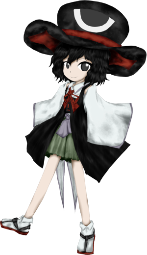 androgynous, big_hat, black_hair, coat, cosplay, curly_hair, detached_sleeves, enraku_tsubakura