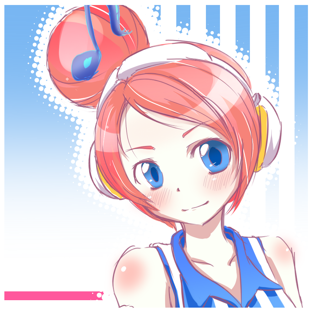 1girl, akikoloid-chan, blue_eyes, blush, headphones, solo, vocaloid, yamamoto_(kirisamemario)