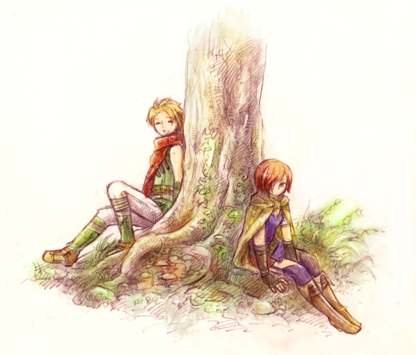 1boy, 1girl, belt, boots, breasts, cape, fingerless_gloves, fire_emblem