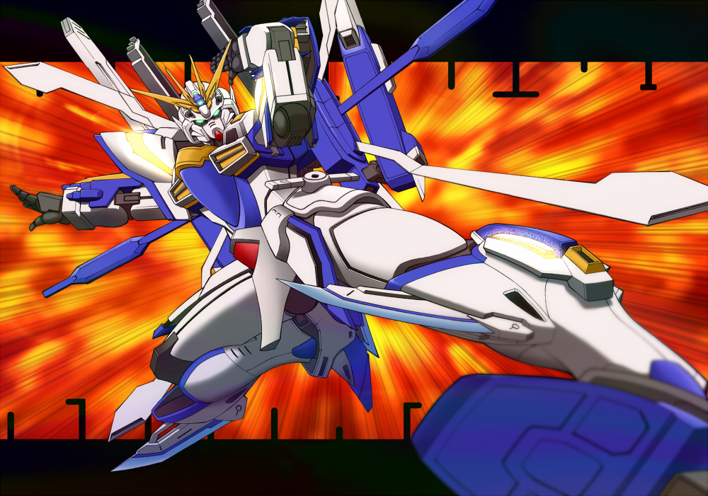 copyright_request, fighting_stance, gundam, kijinaka_mahiro, mecha, no_humans, pose, tagme