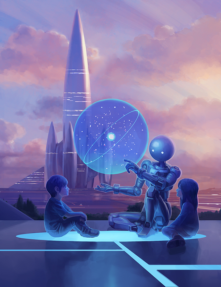 1boy, 1girl, clouds, female, floor, fmu, hologram, long_hair
