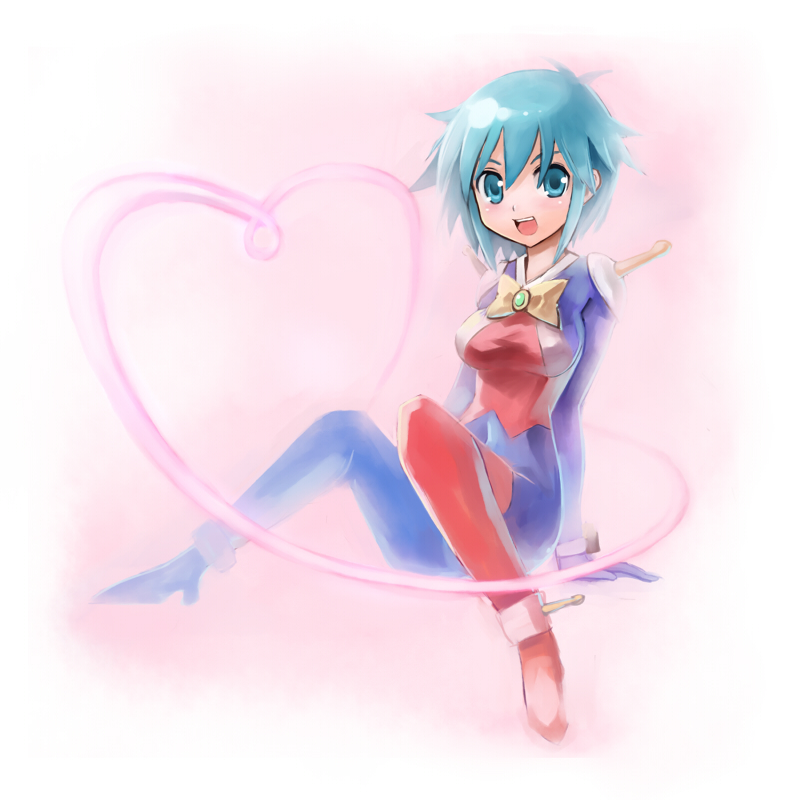 beam_ribbon, blue_hair, bodysuit, edobox, g_gundam, gundam, heart, ribbon