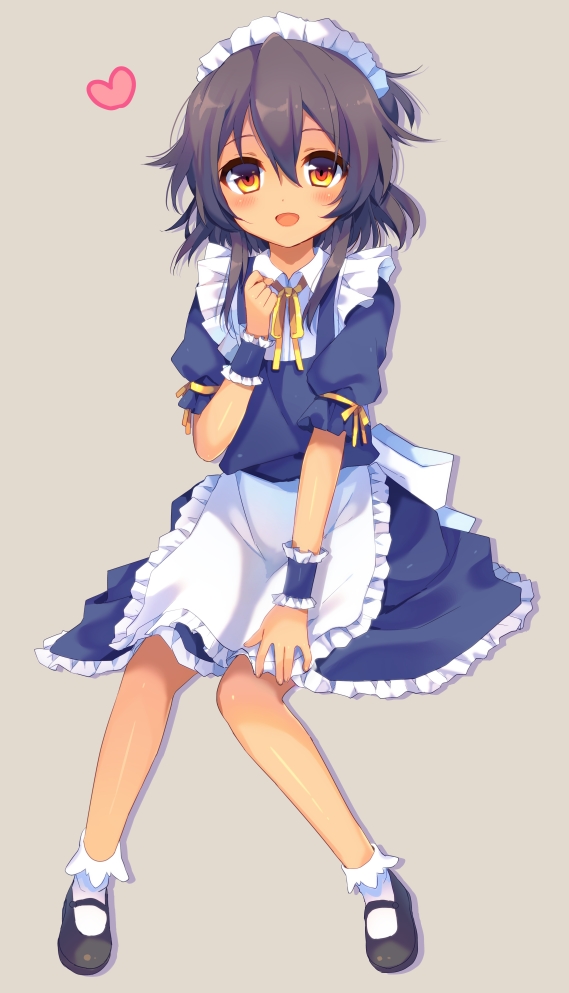 1boy, dark_skin, heart, hoshino_daruku, maid, male, poooka, ryuugajou_nanana_no_maizoukin