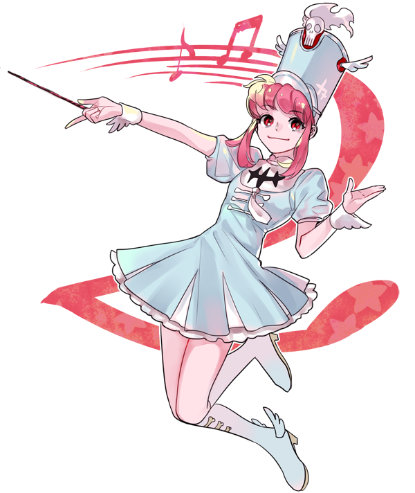 1girl, blue_dress, boots, dbs082174, dress, hat, hat_ornament, jakuzure_nonon