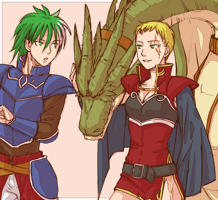 1boy, 1girl, armor, belt, blonde_hair, breasts, cape, cleavage