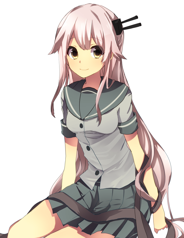 1girl, hair_ornament, hair_ribbon, hair_undone, kantai_collection, long_hair, personification, ribbon