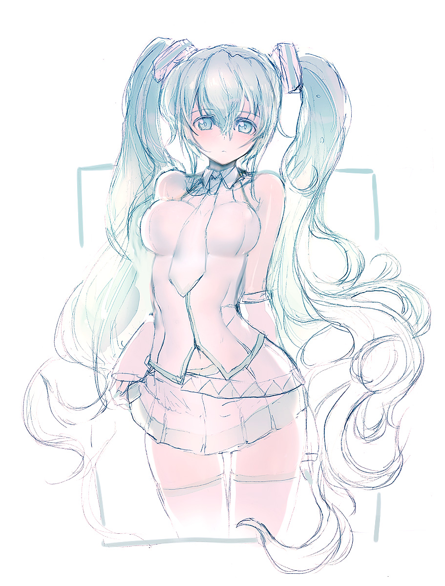 1girl, detached_sleeves, green_eyes, green_hair, hatsune_miku, highres, long_hair, necktie