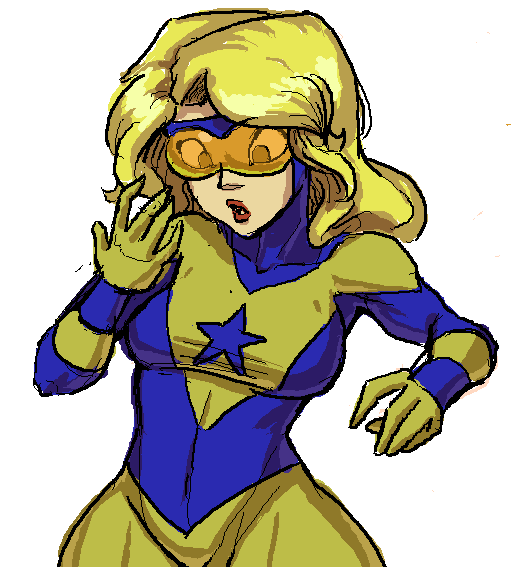 1girl, blonde_hair, bodysuit, booster_gold, breasts, dc_comics, genderswap, goggles