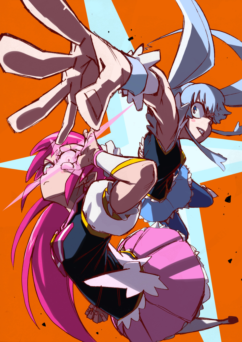 2girls, absurdres, aino_megumi, blue_eyes, blue_hair, boots, cure_lovely, cure_princess