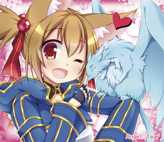 1girl, animal_ears, brown_hair, cat_ears, dragon, fingerless_gloves, gloves, pina_(sao)