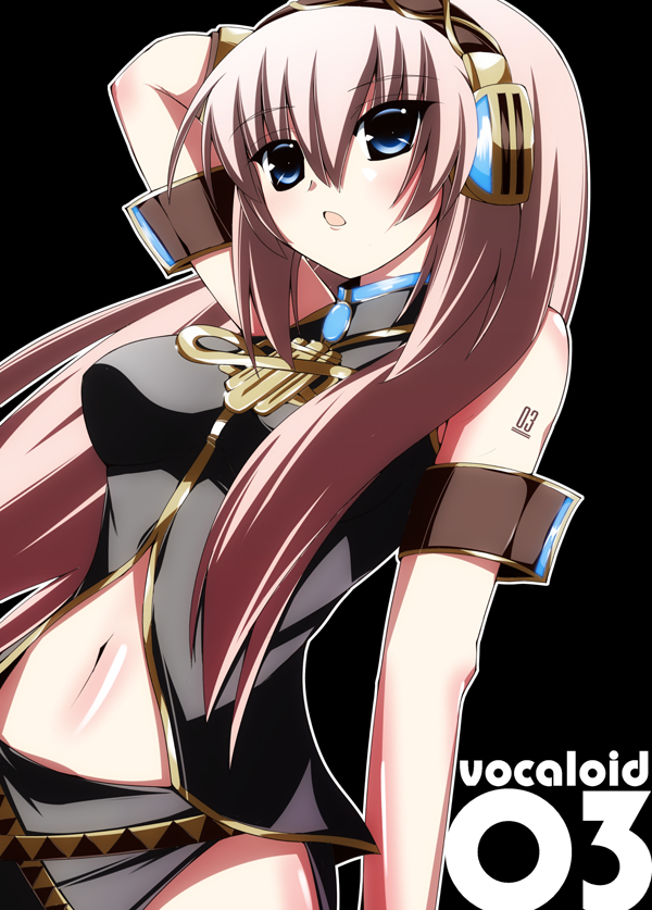 blue_eyes, kaga_taichi, long_hair, megurine_luka, midriff, navel, pink_hair, saga_taichi