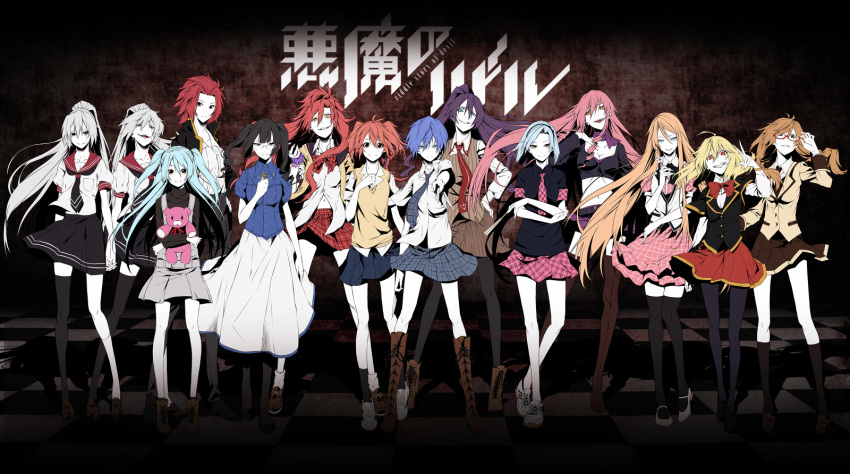 6+girls, akuma_no_riddle, azuma_tokaku, banba_mahiru, banba_shinya, black_hair, blonde_hair, blue_eyes