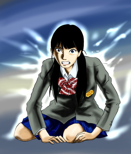 1girl, artist_request, black_hair, blue_eyes, female, inamori_mayu, kamen_rider, kamen_rider_wizard_(series)