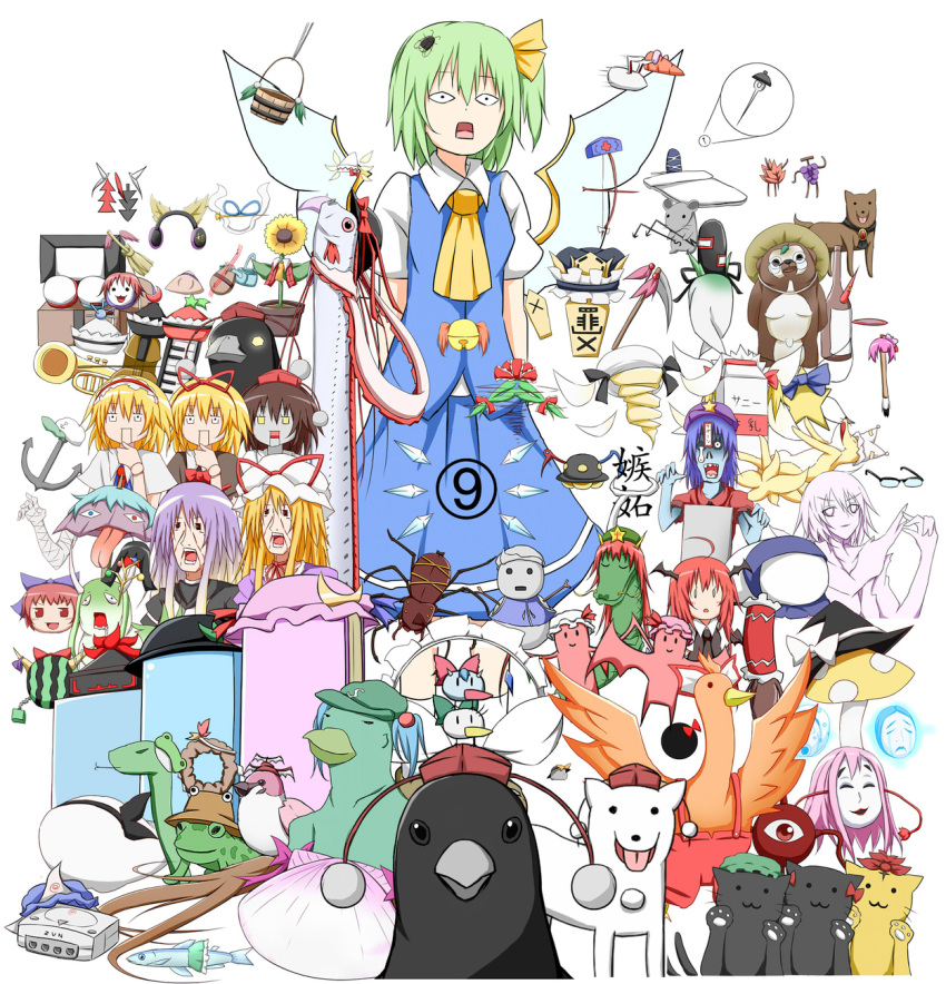 (9), aki_minoriko, aki_shizuha, alice_margatroid, anchor, animalization, arrow, bandaged_arm