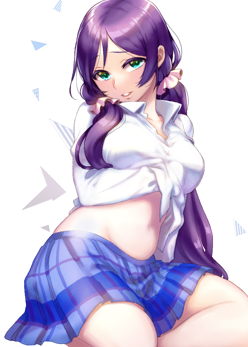 1girl, blush, breasts, green_eyes, julion_(akesuzu), long_hair, love_live!_school_idol_project, parted_lips