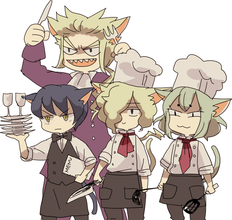 4boys, animal_ears, arino_omi, atou_ran, bowtie, cat_ears, cat_tail, catboy