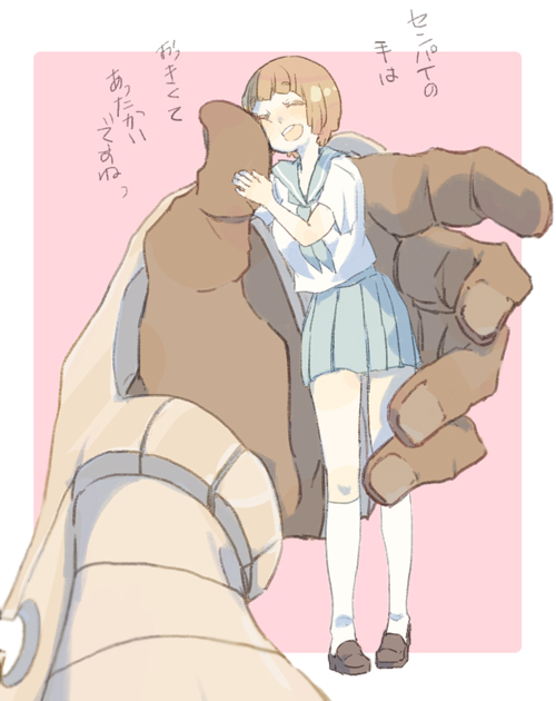 chokuboron_ryou, gamagoori_ira, hands, kill_la_kill, mankanshoku_mako, school_uniform, serafuku, short_hair