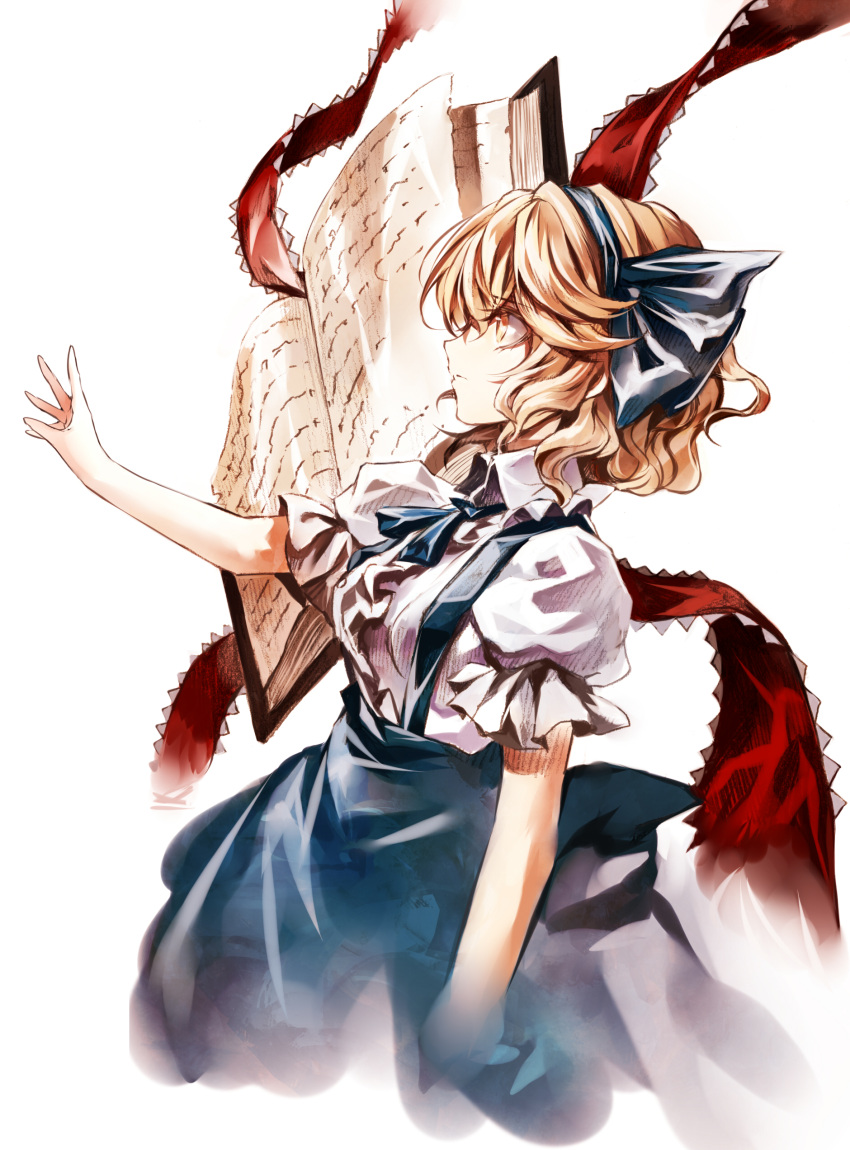 1girl, absurdres, alice_margatroid, alice_margatroid_(pc-98), ascot, blonde_hair, book, frills