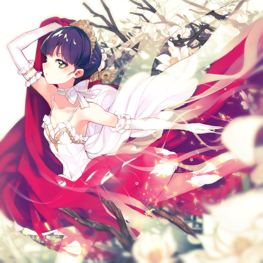 1girl, ballerina, ballet, dress, elbow_gloves, gloves, green_eyes, highres