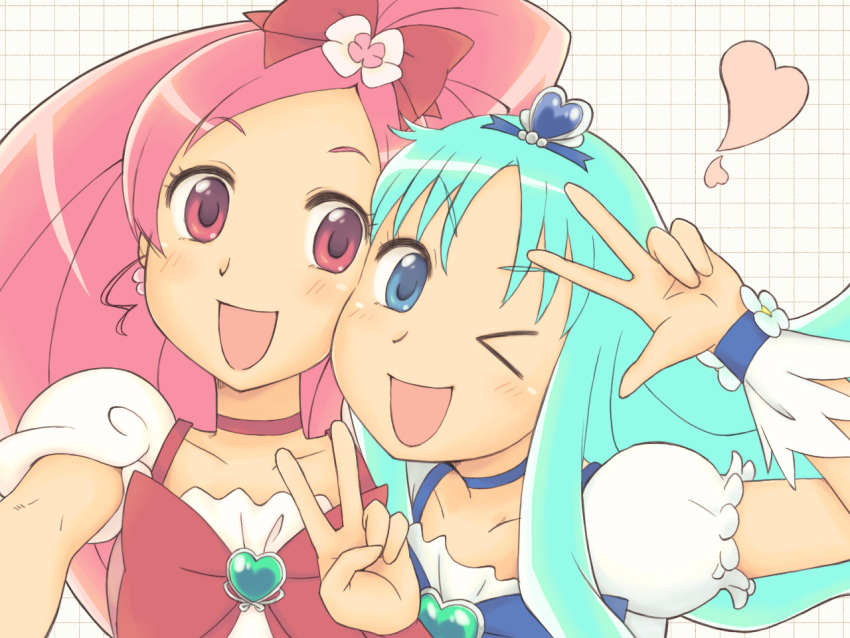 blue_eyes, blue_hair, cure_blossom, cure_marine, elk115, hanasaki_tsubomi, heartcatch_precure!, kurumi_erika