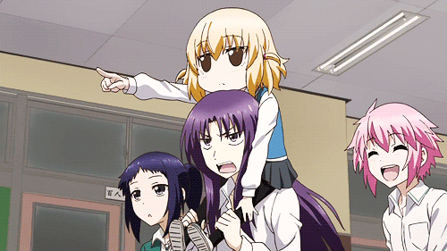 1boy, 4girls, animated, animated_gif, black_hair, blonde_hair, blue_hair, brown_hair