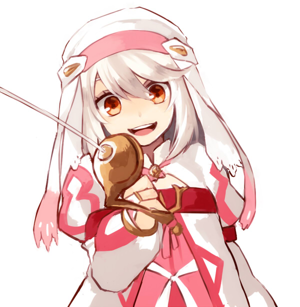 1girl, :d, alice_(tales), amarisu, brown_eyes, open_mouth, rapier, short_hair