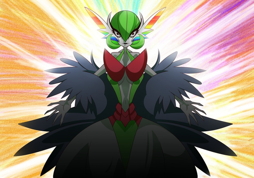 1girl, alex_grafo, cosplay, gardevoir, green_hair, kill_la_kill, kiryuuin_ragyou, kiryuuin_ragyou_(cosplay)