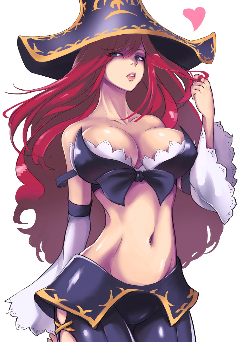 1girl, blue_eyes, breasts, cleavage, detached_sleeves, devildogs, hair_twirling, hat