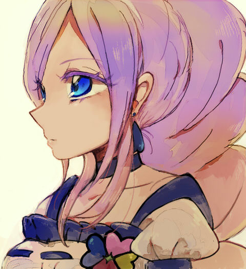 1girl, aono_miki, blue_eyes, blush, choker, cure_berry, drill_hair, earrings