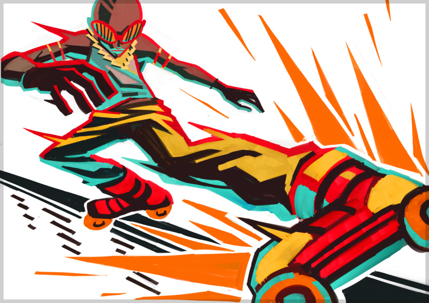 1boy, garam_(jsr), idota, inline_skates, jet_set_radio, jet_set_radio_future, roller_skates, shutter_shades